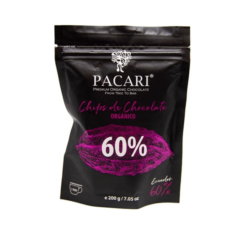 PACARI Chocolate Orgánico Cobertura 60% - Chip 200gr