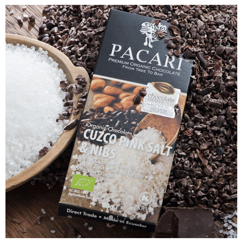 PACARI Chocolate Negro Orgánico Sal del Cuzco - Barra 50gr