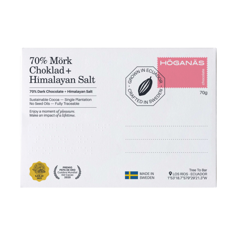 Höganäs Chocolate® 70% Dark chocolate + Himalaya pink salt
