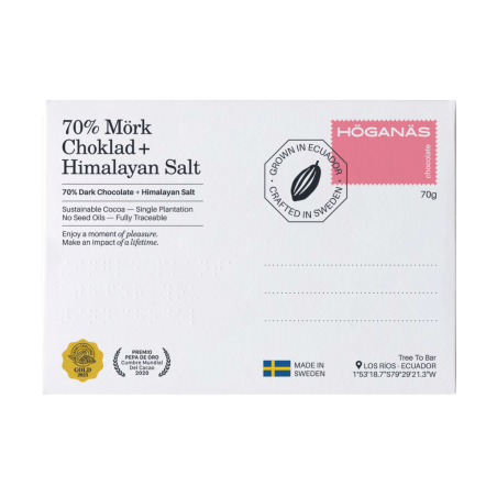 Höganäs Chocolate® 70% Dark chocolate + Himalaya pink salt