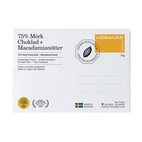Höganäs Chocolate® 75% Dark chocolate + Macadamia