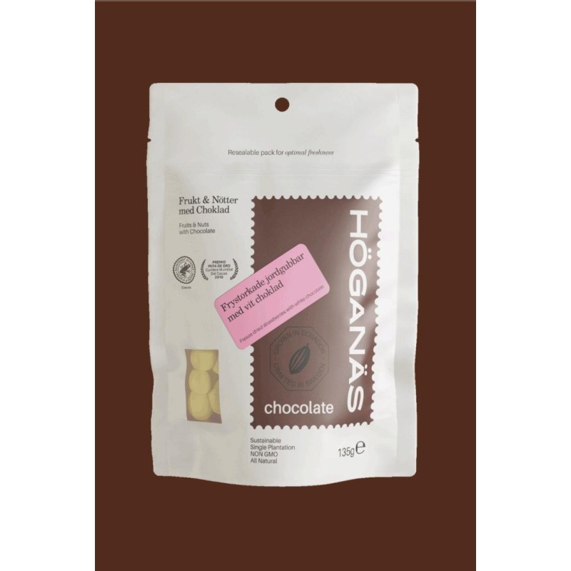Snack Höganäs 40% Chocolate blanco con fresas liofilizadas