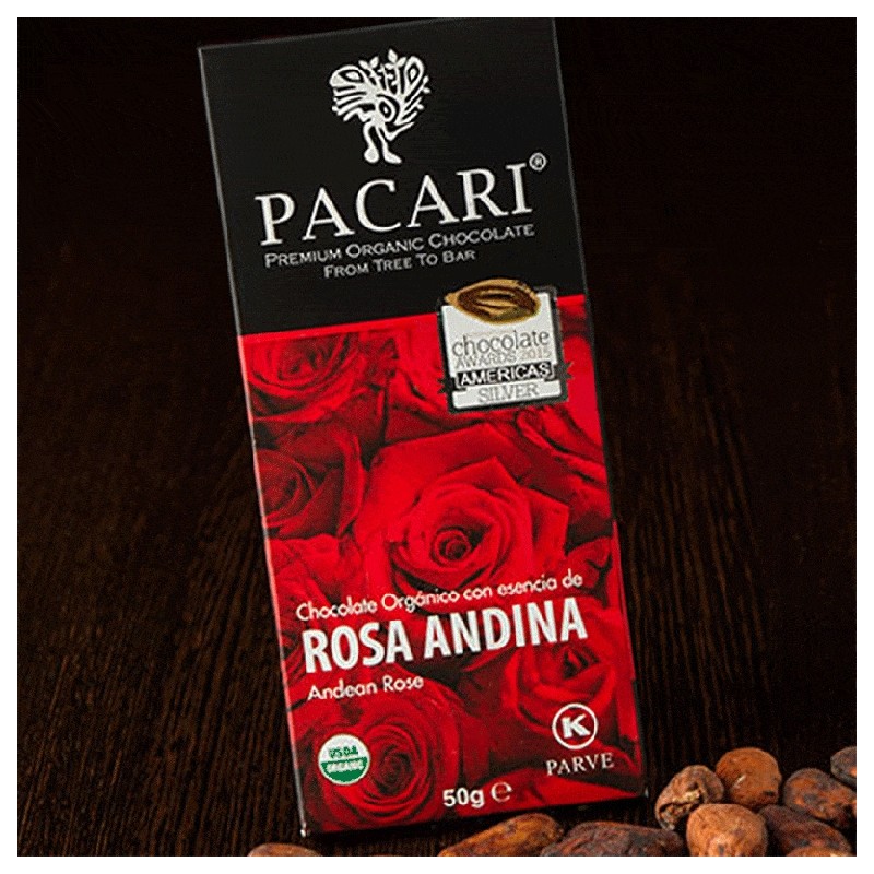 PACARI Chocolate Negro Orgánico Rosa Andina - Barra 50gr