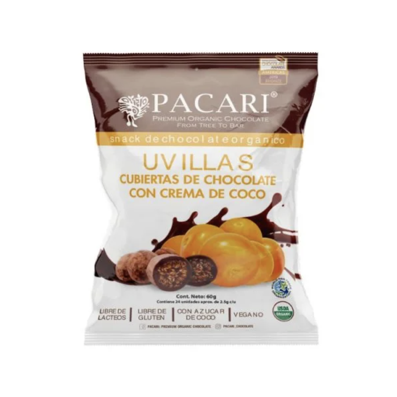 PACARI Uvilla cubierta de Chocolate Orgánico 57gr